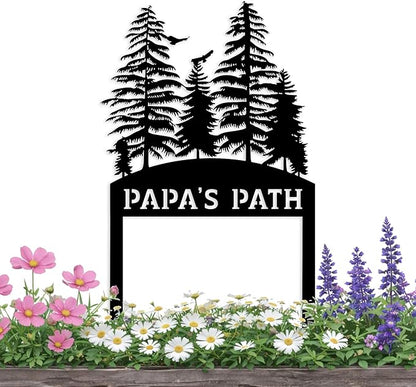 Personalized Pine Tree Metal Garden Sign with Stake, Front Yard Welcome Decorative, Custom Home Garden Decor, Customized Metal Yard Sign, Farmhouse Gardening Backyard Decor, Outside Art, Gift for Mom