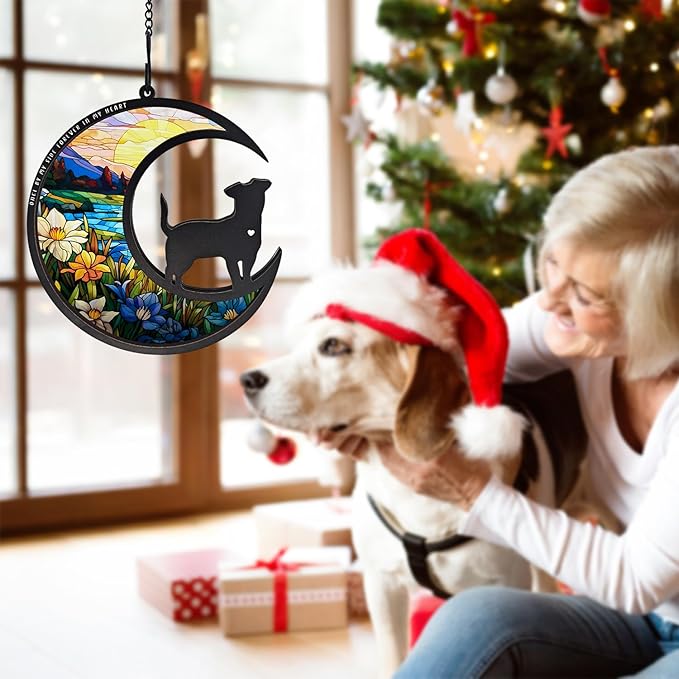 BamLue Dog Memorial Suncatcher Ornament for Home Decor, Loss of Dog Sympathy Gift, Suncatchers for Windows Hanging, Pet Loss Gifts, Remembrance Gifts for Pet Lovers