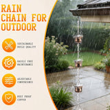 Dragonfly Bronze Cup Rain Chain, 105.5" Metal Rain Catcher Chain for Gutters, Decorative Outdoor Rain Chain with Vintage Finish, Garden Yard Patio Downspout Diverter Ornament