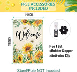 Baccessor Spring Garden Flag Sunflower Bee Eucalyptus Leaves Welcome Flag 12.5 x 18 Inch Double Sided Burlap Yard Small Spring Summer Flag for Outside Decor