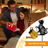 Solar Watering Can Lights, Cat Hanging Lantern Solar Lights Outdoor, Cat Lover Gifts for Mom Women Birthday Mother's Day Christmas, Waterproof Garden Decor Outside Patio Yard Pathway Backyard