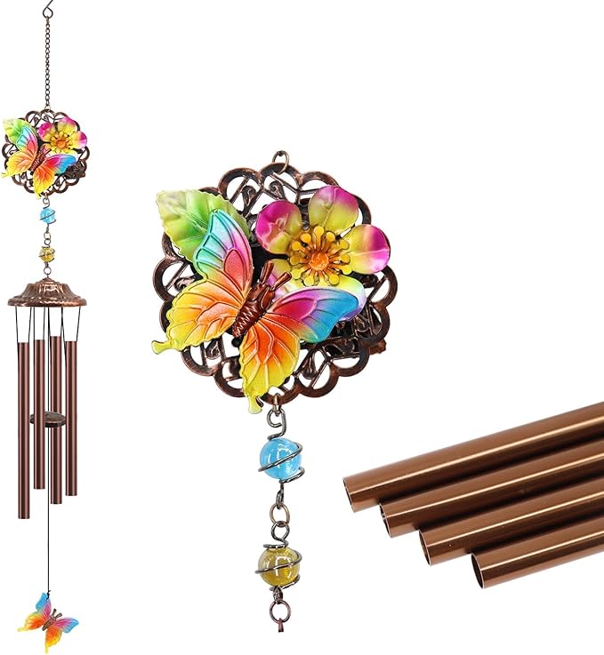 Butterfly Wind Chimes for Outside 32in, Butterfly Gifts for Mom, Grandma, Women, Friends, Sister, Girl, Female,Wife,Coworker for Birthday Thanksgiving Christmas Mothers Day