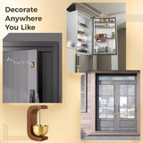 Wooden C Shaped Wind Chime, 3 Pcs Suction Door Type Solid Wood Bells, Adsorbent Walnut Doorbells with Metal Accents, Shopkeepers Bells, Modern Decorative Chimes for Homes, Gardens