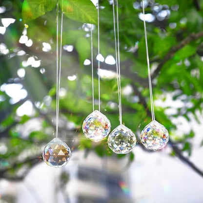 20pcs DIY Crystal Prism Suncatcher for Windows Hanging, 20mm Clear Glass Crystal Sun Catcher Beads Pendants Maker Balls for Indoor Outdoor Garden Feng Shui Home Decor Rose Red