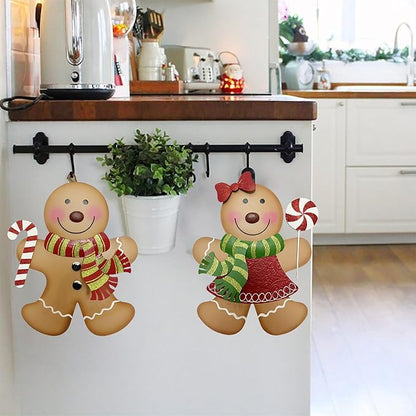 Outdoor Christmas Decorations,27" H Large Gingerbread Boy and Girl Metal Yard Stakes,Set of 2, Rustic Winter Signs for Lawn Garden,Patio, Pathway & Front Yard,Farmhouse Porch Outside