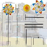 DREAMSOUL 13" Dia Wind Spinners Outdoor with Stake, Kinetic Wind Spinner Metal Windmill for Yard Garden Decor