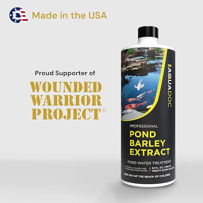 AquaDoc Pond Barley Extract - 32oz - Liquid Barley Extract for Ponds with Fish - for up to 16,000 Gallons - Made in USA