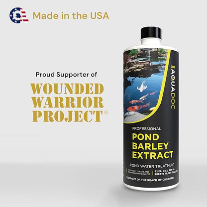 AquaDoc Pond Barley Extract - 32oz - Liquid Barley Extract for Ponds with Fish - for up to 16,000 Gallons - Made in USA