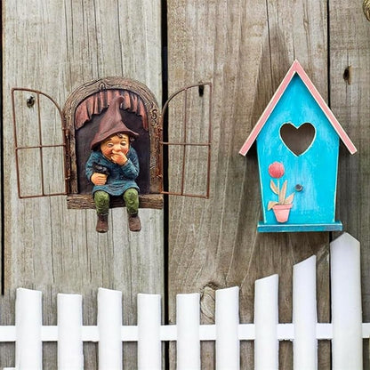 YWHWXB Elf Out The Door Tree Hugger,Garden Gnome Fairy Statue,Funny Garden Tree Decoration,Hanging Hand-Painted Sculpted Tree Faces Decor for Patio Yard Lawn Porch Decoration