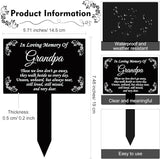 Roowest Cemetery Grave Decorations Acrylic Memorial Stakes Grave Stake Markers Sympathy Garden Plaque Waterproof Remembrance Sympathy Gift for Cemetery Graveside Outdoors Yard(Grandpa)