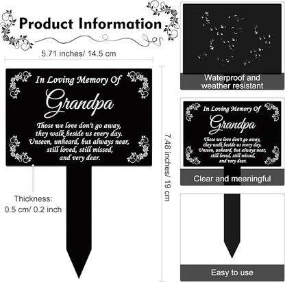 Roowest Cemetery Grave Decorations Acrylic Memorial Stakes Grave Stake Markers Sympathy Garden Plaque Waterproof Remembrance Sympathy Gift for Cemetery Graveside Outdoors Yard(Grandpa)