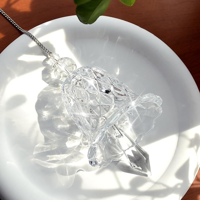 Crystal Bell Suncatcher, Iridescent Rainbow Glass, Hanging Window Decoration (Clear, 4"(10cm))