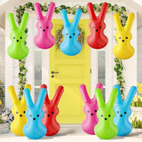 Haooryx Easter Inflatable Bunny Peeps Decoration - 15 Set Inflatable Cute Rabbit Ornament with Hanging Rope and Hooks Blow Up Easter Mini Bunny Toy for Easter Party Outdoor Garden Yard Lawn Door Decor