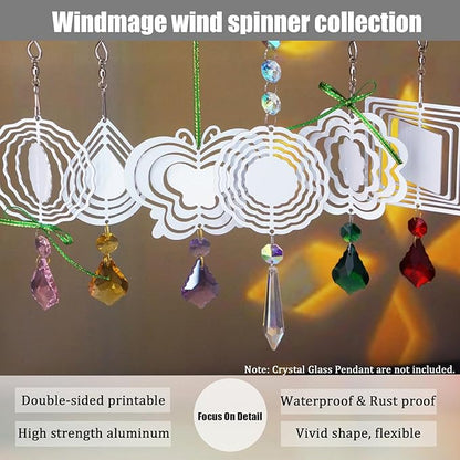 12 Pack 3inch Sublimation Wind Spinner Blanks 3D Aluminum Metal Wind Sculpture Kinetic Spinners for Yard Garden Indoor Art Ornaments Xmas Hanging Decoration (Waterdrop)