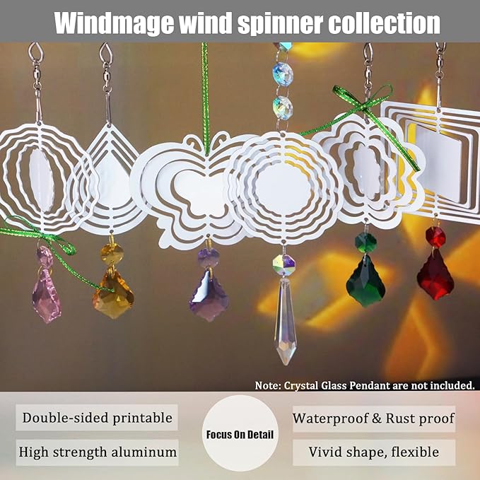 12 Pack 4inch Sublimation Wind Spinner Blanks 3D Aluminum Metal Wind Sculpture Kinetic Spinners for Yard Garden Indoor Art Ornaments Xmas Hanging Decoration (Butterfly)