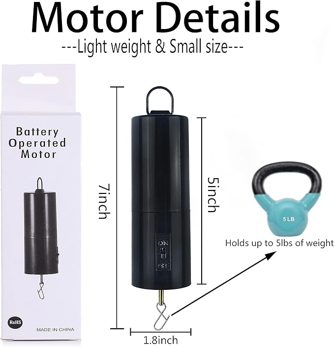 2 Pack Wind Spinner Motor Hanging Display Motor Battery Operated 24 RPM Rotating Motor Multi-Purposes for Wind Spinner Mobile Yard Decor Hanging Ornament Outdoor Sculptures-Medium Speed (2 Pcs Black)