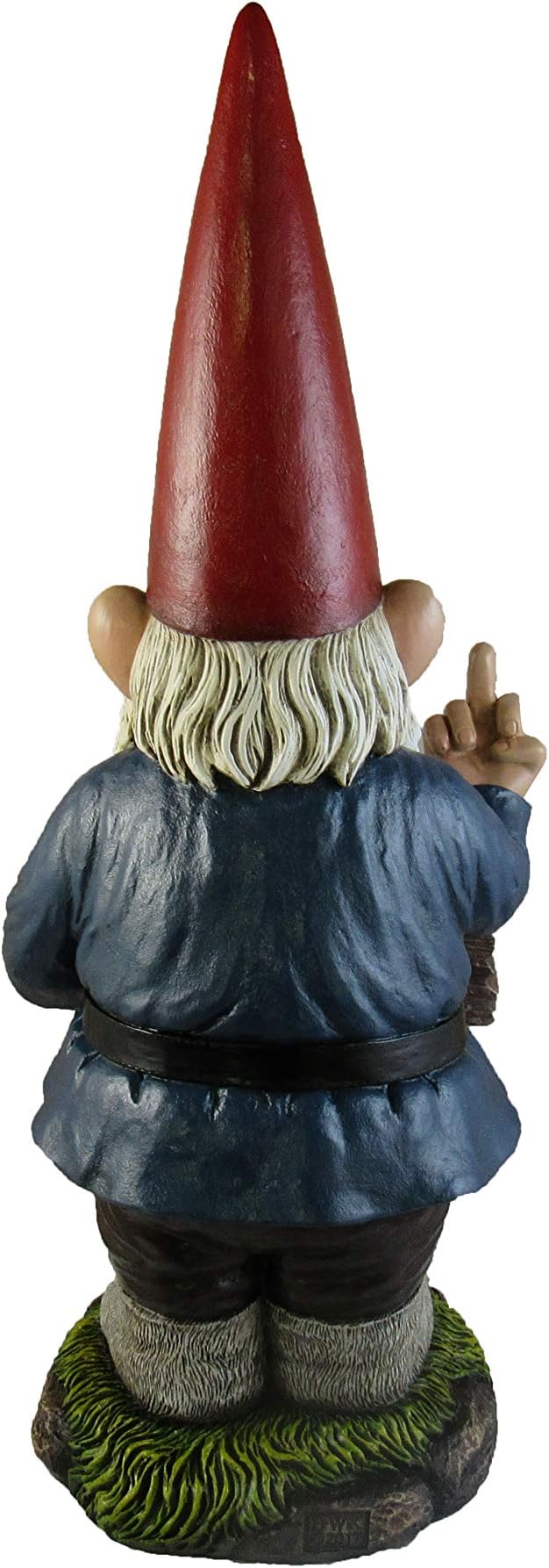DWK Take A Hike Defiant Go Away Resin Garden Gnome Un-Welcome Sign - Red Hat Grumpy Rude Gesture Porch Statue - Standing 17.5 Inches Tall - Giving a One-Finger Salute