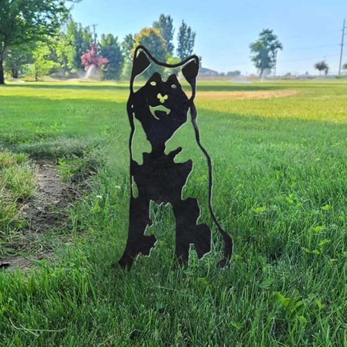 Dog Style Metal Puppy Silhouette Garden Statues French Bulldog/Doberman Pinscher Backyard Lawn Stakes, Festival Decorations & Yard Decor Iron Art (N)