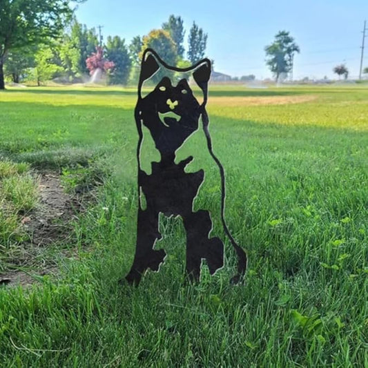 Dog Style Metal Puppy Silhouette Garden Statues French Bulldog/Doberman Pinscher Backyard Lawn Stakes, Festival Decorations & Yard Decor Iron Art (N)