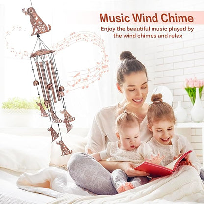 Dog Wind Chimes Outdoor Dog Gifts for Women/Men/Mom/Grandma/Wife/Friends Birthday Gifts Memorial Gift Metal WindChimes for Outside/Indoors, Home, Lawn, Porch, Patio, Garden Decor, Yard Decorations