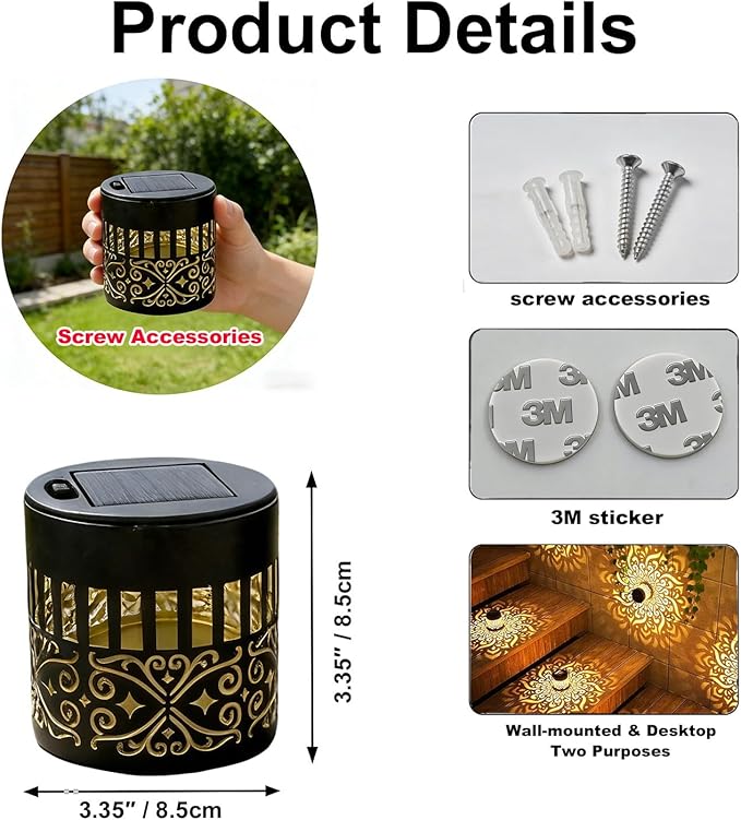Solar Outdoor Fence Lights Decoration 2 Pack, Solar Wall Step Deck Lights Outdoor Garden Decor with Starlight Theme for Yard Art Porch Patio Backyard