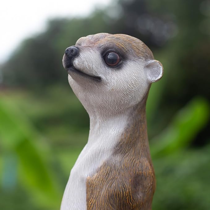 19.2 Inch Height,Outdoor Meerkat Sculpture Garden Decoration Standing Outdoor Sculpture, Weather-Resistant Resin, Brown