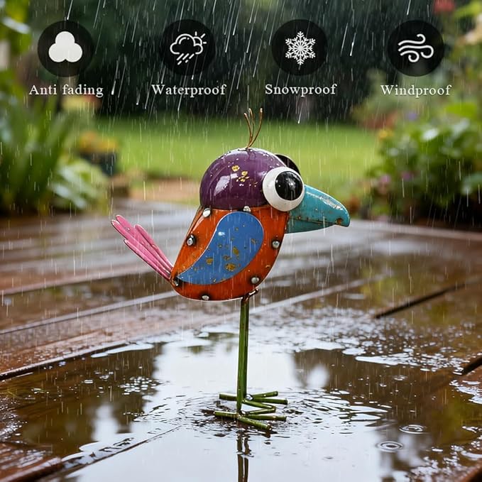 Metal Birds Garden Statue -Sparrow Decor Outdoor Sculptures -Garden Decor for Backyard,Patio,Porch,Home -Yard Art Gift for Birthday, Housewarming, Christmas