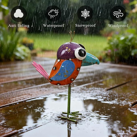 Metal Birds Garden Statue -Sparrow Decor Outdoor Sculptures -Garden Decor for Backyard,Patio,Porch,Home -Yard Art Gift for Birthday, Housewarming, Christmas