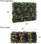 GLANT Expandable Fence Privacy Screen for Balcony Patio Outdoor,Decorative Faux Ivy Fencing Panel,Artificial Hedges (Single Sided Leaves) (1, Branches -Purple Rose)