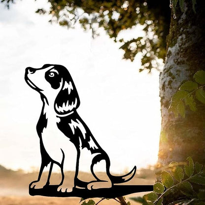 Metal Garden Dog Statue Ornament Gift Metal Art Dog Silhouette Decoration Steel Dogs Statue Decorative Garden Stakes for Yard, Lawn, Patio, Pathway (Beagle)