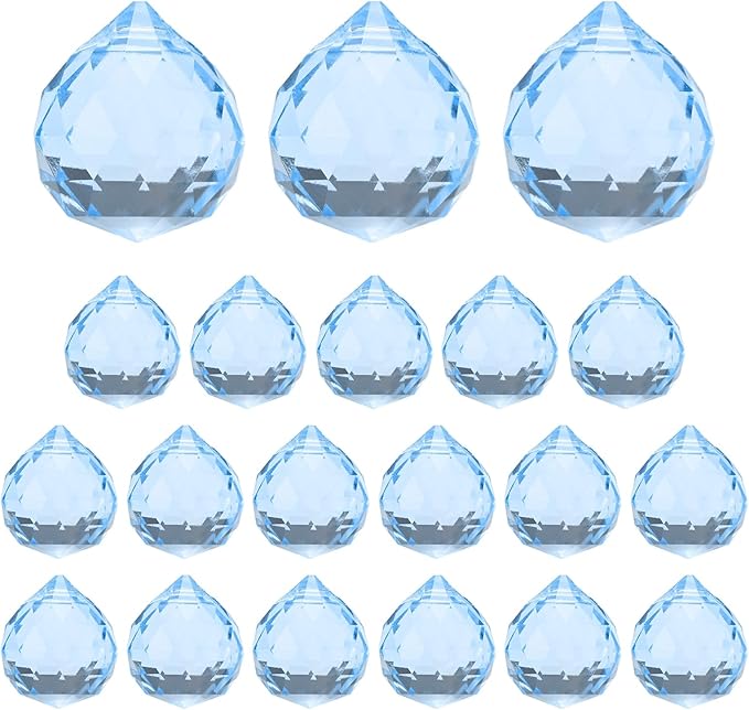 M METERXITY 20-Pack Crystal Ball Prisms, 24mm/0.94 Inch Chandelier Pendant Maker Hanging Crystals Chandelier Prisms for Home/Windows/Garden/DIY Decoration[Silver]