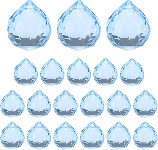 M METERXITY 20-Pack Crystal Ball Prisms, 24mm/0.94 Inch Chandelier Pendant Maker Hanging Crystals Chandelier Prisms for Home/Windows/Garden/DIY Decoration[Silver]