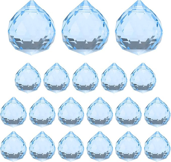 M METERXITY 20-Pack Crystal Ball Prisms, 24mm/0.94 Inch Chandelier Pendant Maker Hanging Crystals Chandelier Prisms for Home/Windows/Garden/DIY Decoration[Silver]