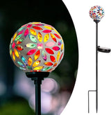 Afirst Solar Lights Outdoor Decorative - Solar Mosaic Garden Stakes Flower Decorative Lights Waterproof for Pathway Yard Lawn Decoration Multi