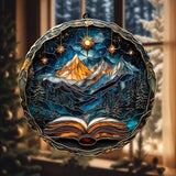 Celestial Opening Book Acrylic Suncatcher, Bookish Suncatchers for Window Hanging Ornament, Art Garden Decor for Book Lover Reader Bookworm, Gifts for Mother's Day, Mom, Grandma, Wife, Women, Nana