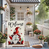 Welcome Garden Flag 12x18 Inch Double Sided with Spring Gnome, Daisies, Ladybugs, and Wooden Fence for Outdoor Yard Decoration