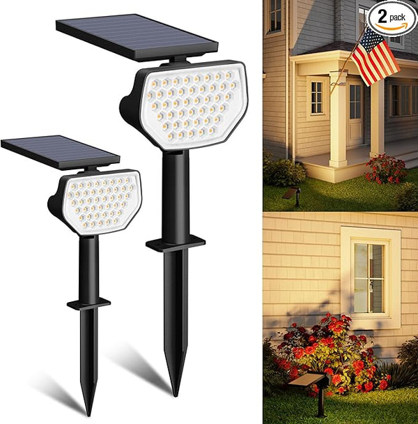 Lepro Solar Decorative Spot Lights 2 Pack, Warm White Accent Lights for Garden Ambiance, IP65 Waterproof Adjustable Landscape Lighting to Highlight Statues, Plants, Pathways & Yard Decor