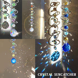 2 Pack Crystal Sun Catcher,Colored Suncatcher for Window Hanging Double Spiral Design,Wind Spinner Gazing Prism Ball Spiral Tail,Rainbow Maker for Yard Garden Indoor Home Outdoor Decor Party Gifts
