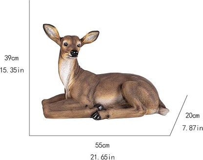 Outdoor Large-Sized Deer Garden Statue, Decorative Sculpture 21 inches Indoor/Outdoor Garden Decoy Animal Statue Forest Fawn Sculpture