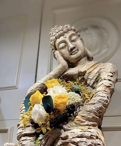 homary Outdoor Sleeping Buddha Statue Planter, Zen Garden Sculpture Flower Pot Magnesium Oxide Indoor Outdoor Decoration for Patio, Lawn, Temple, Office