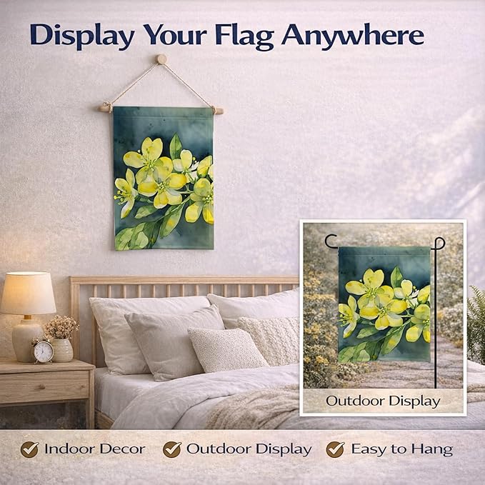 Caroline's Treasures South Carolina Yellow Jessamine in Watercolor Garden Flag Mailbox Flag Decorative Yard Flag Banner Outside Patio Artwork Yard Flower Beds, Garden Size, Multicolor