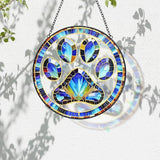 Dog Cat Paw Print Suncatcher Stained Glass Window Hanging - Handmade Dog Paw Suncatchers for Windows Hanging - Sun Catchers Indoor Wall Decor Glass Panel Memorial Catcher Remembrance Birthday Gift