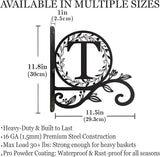 Personalized Initial Metal Plant Hanger Bracket, Decorative Wall Mount Hanging Plant Hook, Monogram Floral Leaf Garden Stake for Hanging Baskets Bird Feeders Lanterns Wind Chime (Custom made)