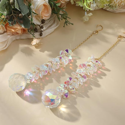 Suncatchers for Windows Hanging Prism, 2Pcs Crystal Suncatcher 31mm Sun Catcher with Crystals Chandelier Beads for Windows Doors Balconies Christmas Trees