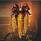 Farmhouse Corn Celebration Acrylic Suncatcher Stained Glass Effect Window Car Hanging Christmas Ornament Indoor Outdoor Decor Garden Sun Catcher Panel for Thanksgiving Lover for Women Mom Grandma