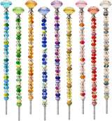 255Pcs Beaded Garden Stakes Kit with 225 Large Hole Beads, 12IN DIY Fairy Wand Kit for Different Holidays, Fairy Garden Accessories Outdoor, Beadable Items (Crystal Diamond)