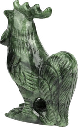 Real Jade Rooster Statue - 3.8 Inch Hand-Carved Gemstone Sculpture, Feng Shui Lucky Animal Figurine for Home/Garden/Office Decor