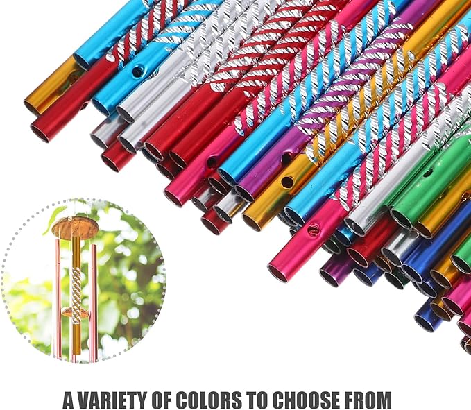 NUOBESTY 80Pcs Wind Chime Tubes for DIY Crafts, Colorful Metal Windchime Pipe Replacement Parts Kit, Mini Hanging Ornament Maker for Kids Home Garden Outdoor Decor (8 Colors)