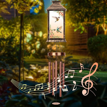 YHmall Wind Chimes for Outside, 37" Memorial Windchimes Outdoors Hummingbird Gifts for Women Mom Grandma, Hanging Lantern Solar Wind Chimes for Outside Home Patio Garden Outdoor Decor