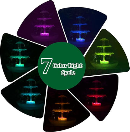 AISITIN 3 Tiered Bird Bath with 6.5W Solar Water Pump, Upgraded Solar Bird Bath Fountains with Lights, Detachable DIY Solar Powered Fountain for Garden, BirdBath, Patio, Yard and Pond